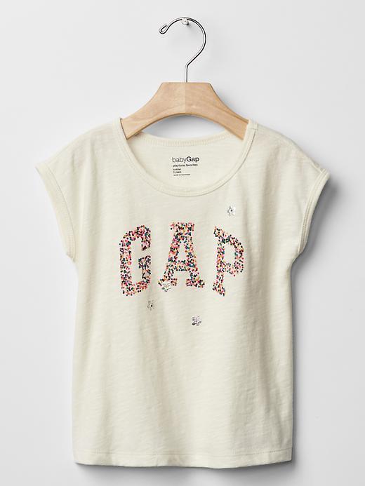 Gap Floral Glitter Logo Tee - Ivory Frost