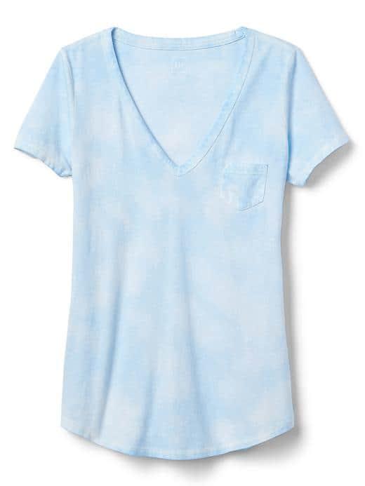 Gap Women Vintage Wash V Neck Tee - Light Blue Wash