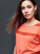 Gap Cap Sleeve Embroidered Top - Fire Coral