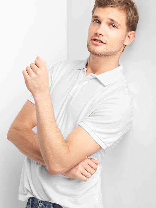 Gap Women Solid Pique Polo - White