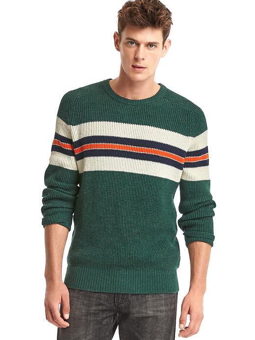 Gap Men Ribbed Chest Stripe Crewneck Sweater - Green