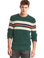 Gap Men Ribbed Chest Stripe Crewneck Sweater - Green