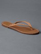 Gap Women Braid Leather Flip Flops - Natural