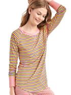 Gap Women Pure Body Long Sleeve Tee - Coral Stripe