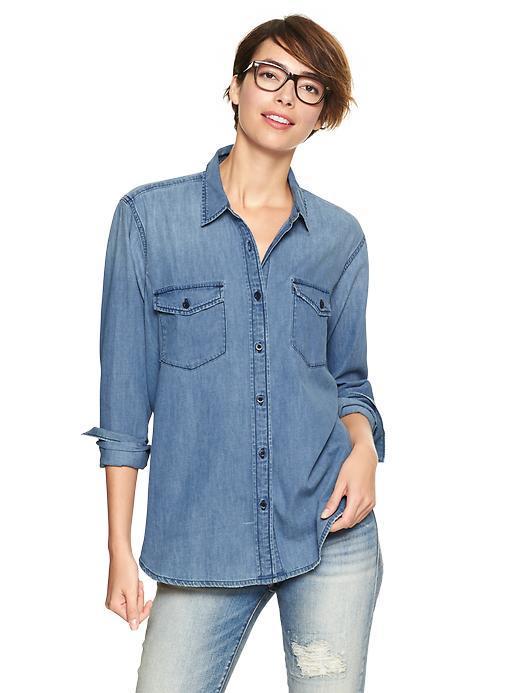 Gap 1969 Denim Boyfriend Shirt - Coyote Wash