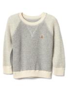 Gap Waffle Knit Baseball Sweater - Grey Heather