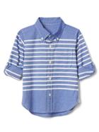Gap Stripe Oxford Convertible Shirt - Bristol Blue