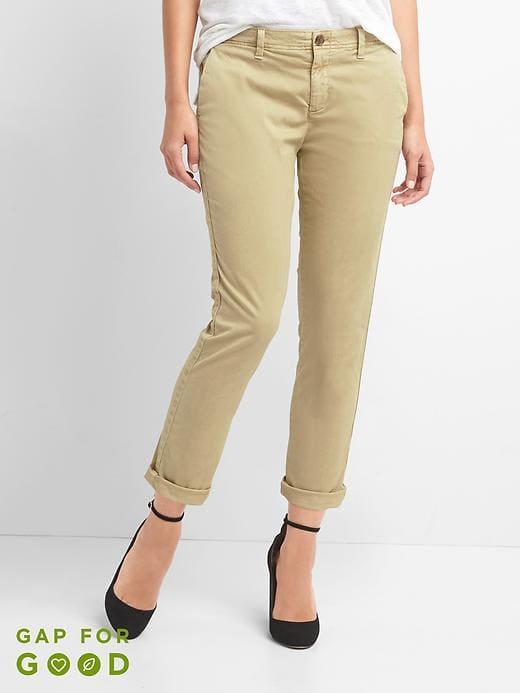 Gap Girlfriend Twill Stripe Chinos - Iconic Khaki