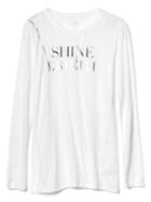 Gap Women Metallic Shine Bright Graphic Long Sleeve Tee - White