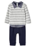 Gap Slub Triple Layer Chambray One Piece - Grey Heather Stripe