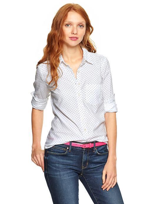 Gap New Tailored Dot Shirt - Optic White