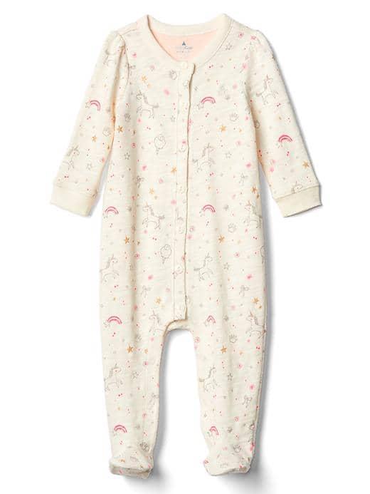 Gap Sparkle Unicorn Footed One Piece - Ivory Frost