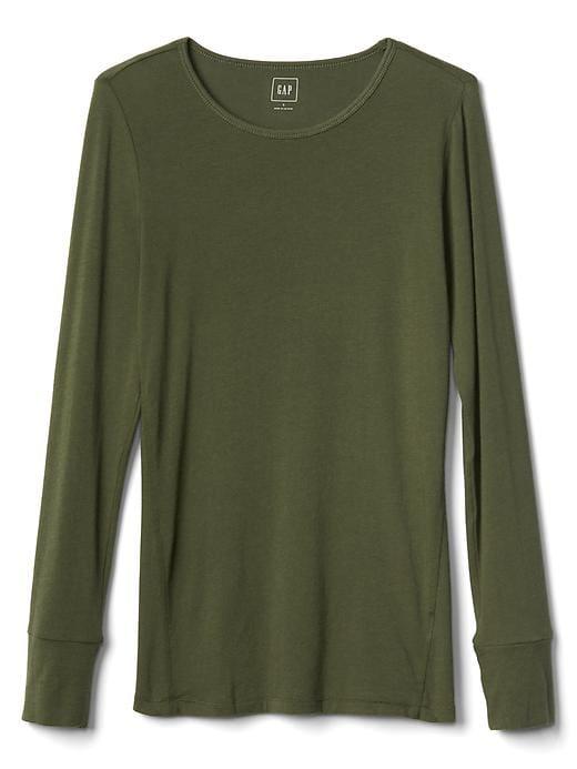 Gap Long Sleeve Tunic Tee - Olive Heather