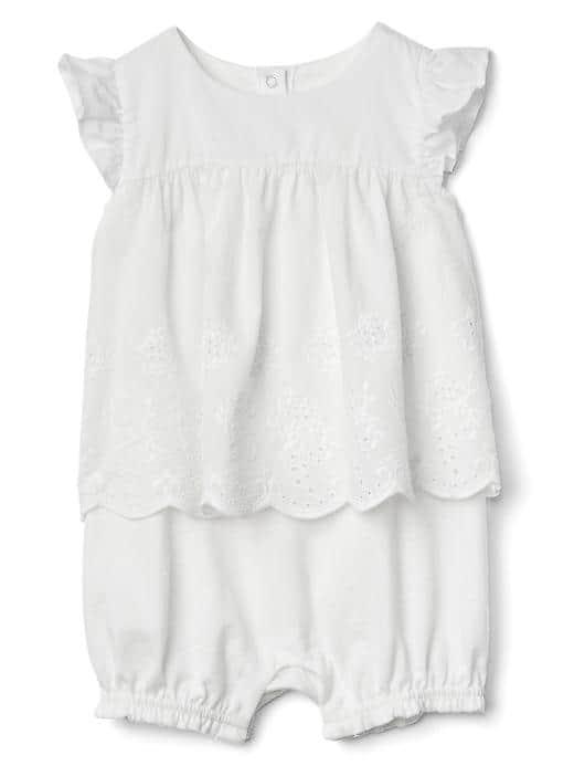 Gap Eyelet Double Layer Shorty One Piece - White