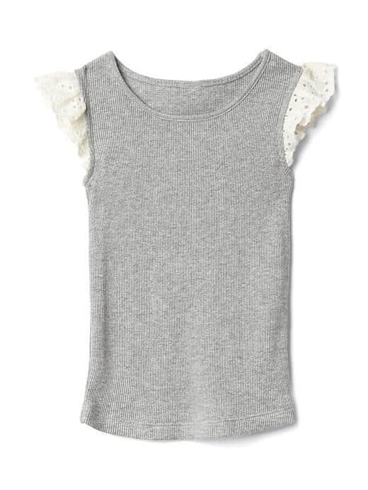 Gap Crochet Sleeve Tee - Grey Heather
