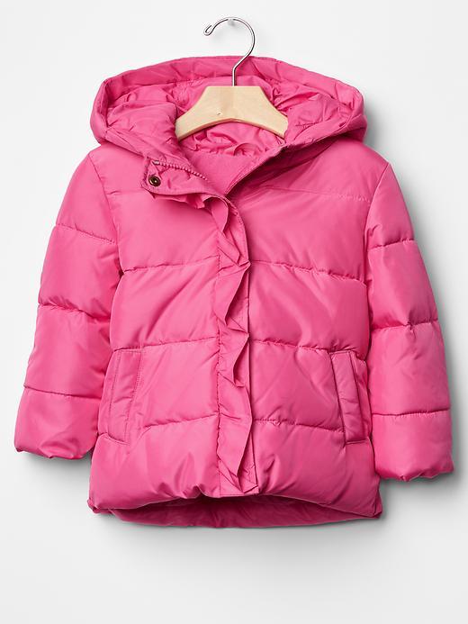 Gap Primaloft Ruffle Trim Puffer Jacket - Devi Pink