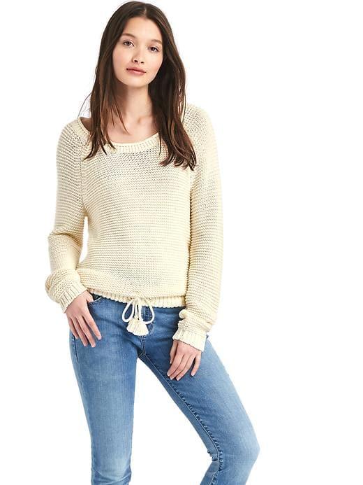 Gap Women Boatneck Tassel Sweater - Snow Cap