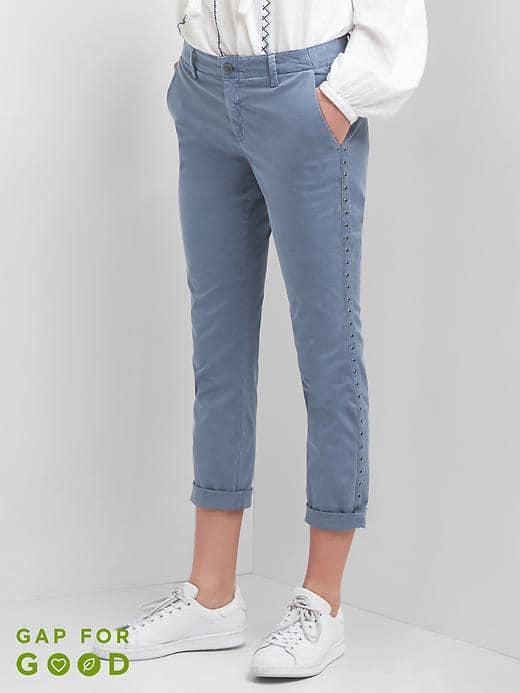 Gap Women Girlfriend Grommet Chinos - Captiva Blue