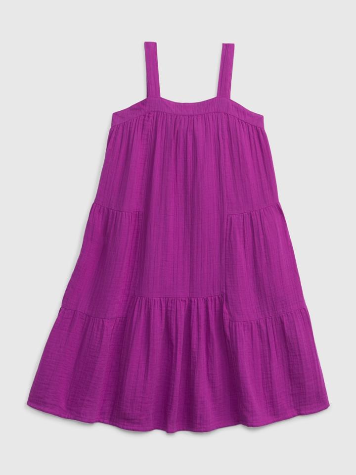Kids Crinkle Gauze Tiered Dress