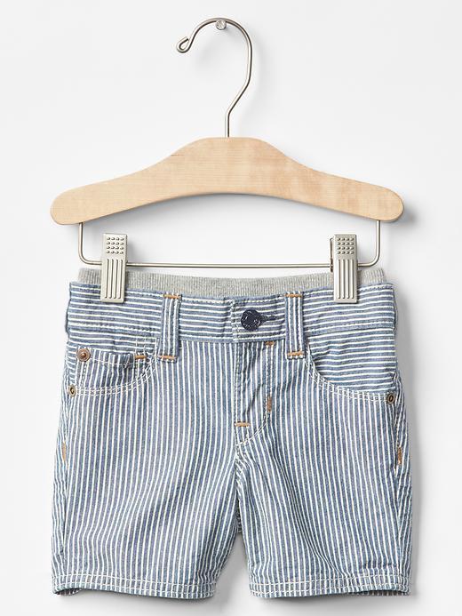 Gap 1969 Pull On Railroad Denim Shorts - Blue Railroad Stripe