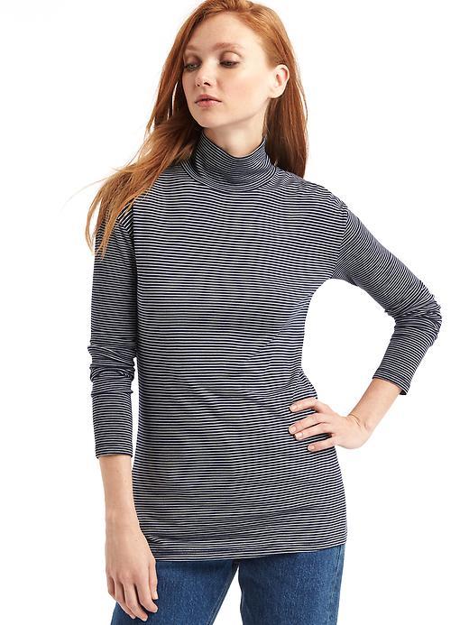 Gap Ribbed Modal Long Turtleneck - Navy Stripe