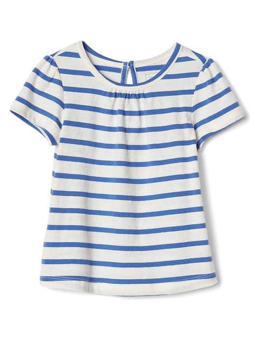 Gap Print Short Sleeve Keyhole Top - Belle Blue