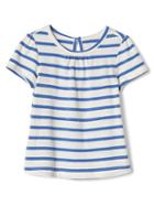 Gap Print Short Sleeve Keyhole Top - Belle Blue
