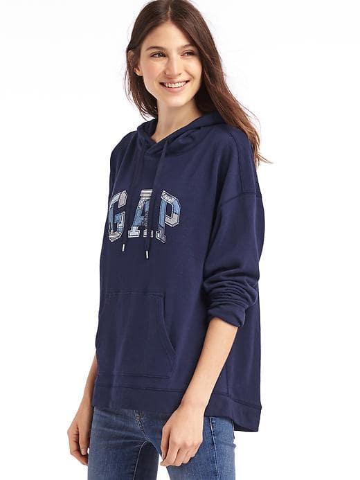 Gap Women Patchwork Logo Pullover Hoodie - Dark Night