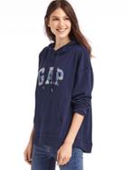 Gap Women Patchwork Logo Pullover Hoodie - Dark Night