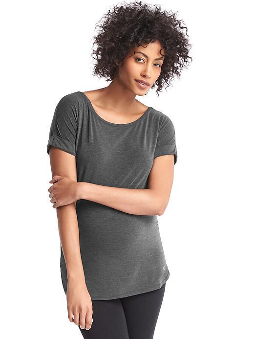 Gap Women Gapfit Breathe Rolled Dolman Tee - Gray Marl