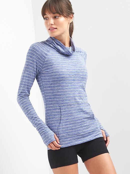 Gap Stripe Mockneck Raglan Pullover - Capital Blue