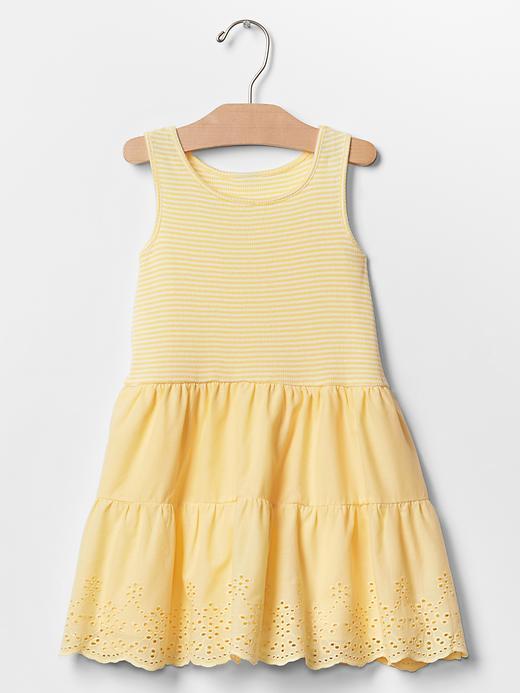 Gap Stripe Mix Fabric Tank Dress - Light Yellow 649