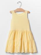 Gap Stripe Mix Fabric Tank Dress - Light Yellow 649