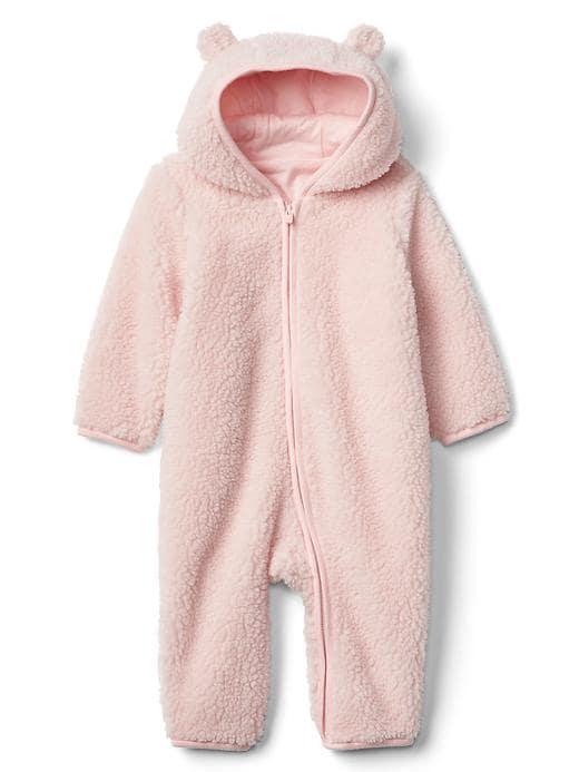 Gap Cozy Bear Zip One Piece - Pink Cameo