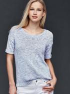 Gap Women Roll Sleeve Sweater - Blue Marl