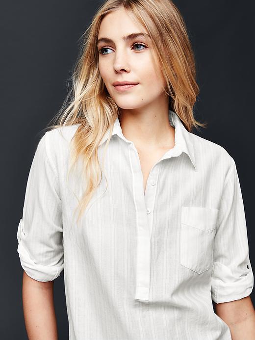 Gap Women Raised Stripe Henley - New Off White