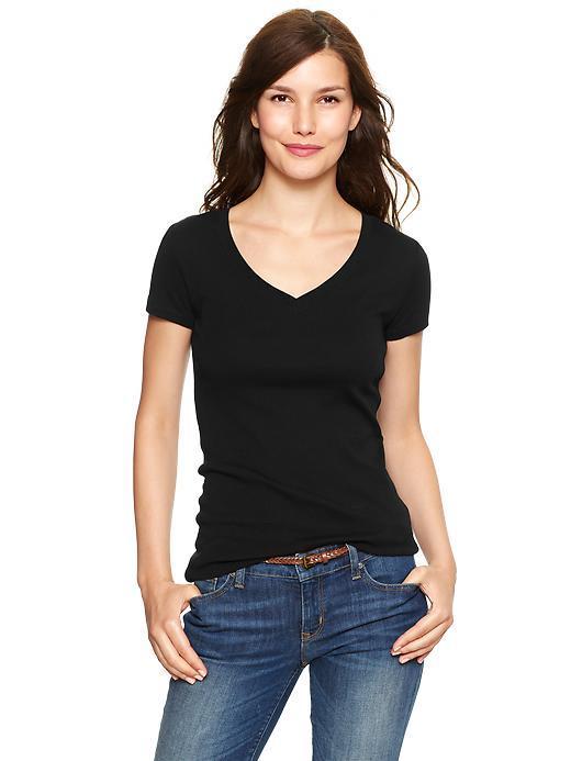 Gap Essential V Neck T - True Black Knit