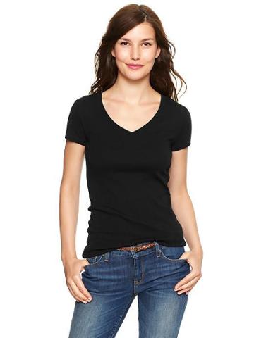 Gap Essential V Neck T - True Black Knit