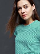 Gap Vintage Wash Stripe Crewneck Tee - Scuba Green