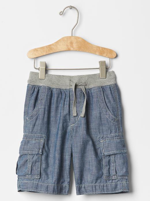 Gap 1969 Pull On Chambray Cargo Shorts - Medium Wash