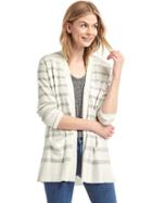 Gap Women Stripe Open Front Cardigan - Grey Stripe