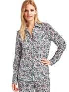 Gap Women Piping Long Sleeve Sleep Shirt - Paris Paisley Green