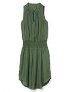 Gap Women Smocked Sleeveless Keyhole Dress - Jungle Green