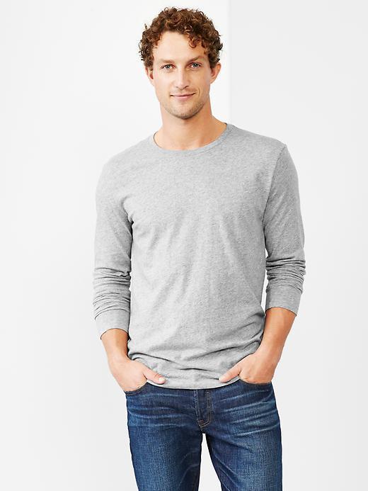 Gap Men Essential Long Sleeve Crewneck T - Heather Gray