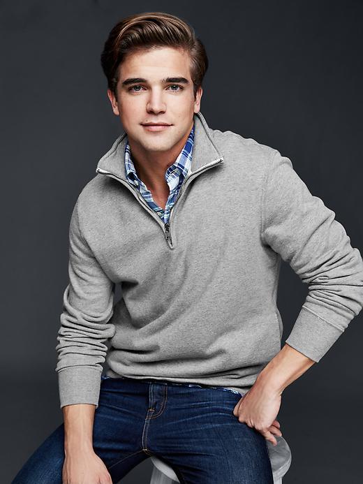 Gap Men Sun Wash Half Zip Sweatshirt - Heather Grey