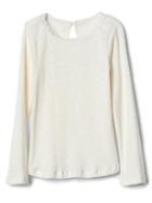 Gap Lace Trim Ribbed Tee - Ivory Frost