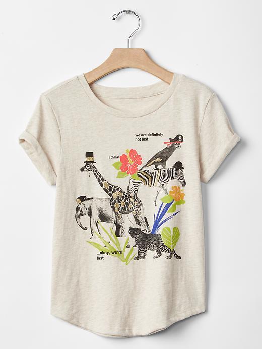 Gap Embellished Safari Graphic Tee - Oatmeal Heather