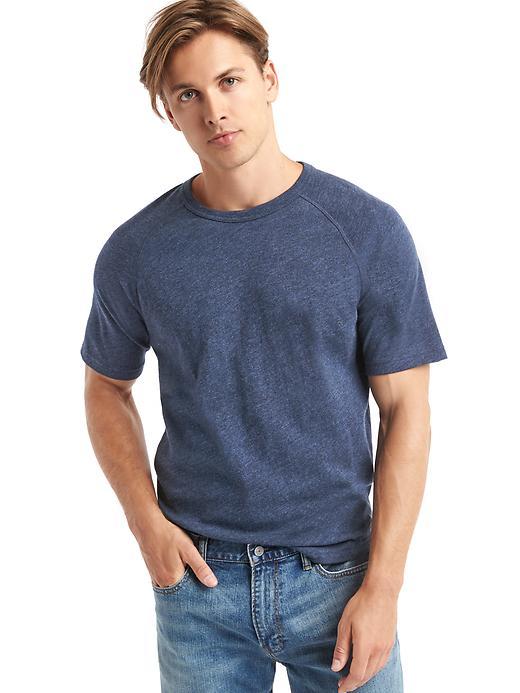 Gap Men Marled Short Sleeve Raglan Tee - Navy Heather