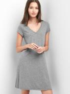 Gap Women A Line V Neck Dress - Light Grey Marle