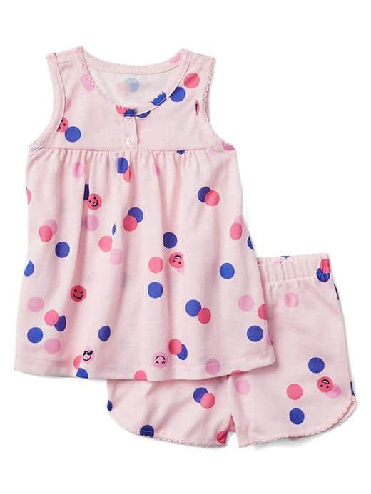 Gap Print Tank Short Sleep Set - Pink